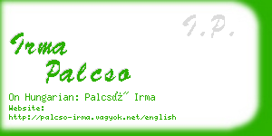 irma palcso business card